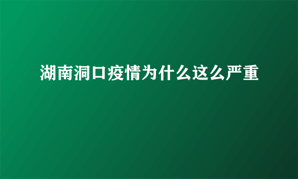 湖南洞口疫情为什么这么严重