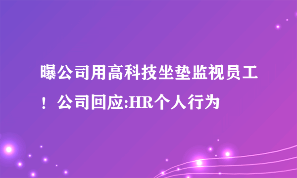 曝公司用高科技坐垫监视员工！公司回应:HR个人行为