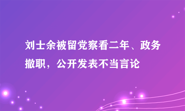 刘士余被留党察看二年、政务撤职，公开发表不当言论