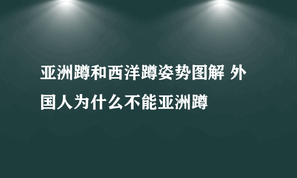 亚洲蹲和西洋蹲姿势图解 外国人为什么不能亚洲蹲