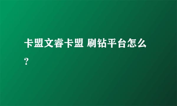 卡盟文睿卡盟 刷钻平台怎么？