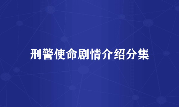 刑警使命剧情介绍分集