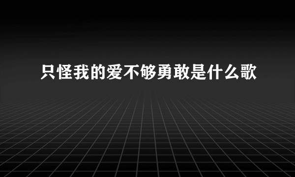 只怪我的爱不够勇敢是什么歌