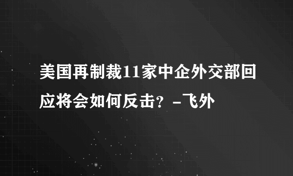 美国再制裁11家中企外交部回应将会如何反击？-飞外