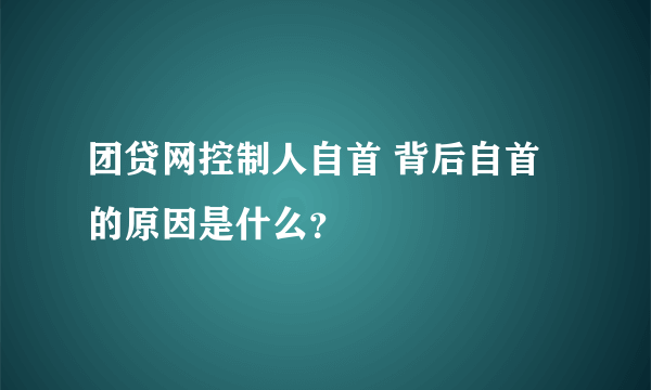 团贷网控制人自首 背后自首的原因是什么？