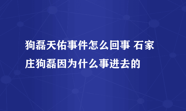 狗磊天佑事件怎么回事 石家庄狗磊因为什么事进去的