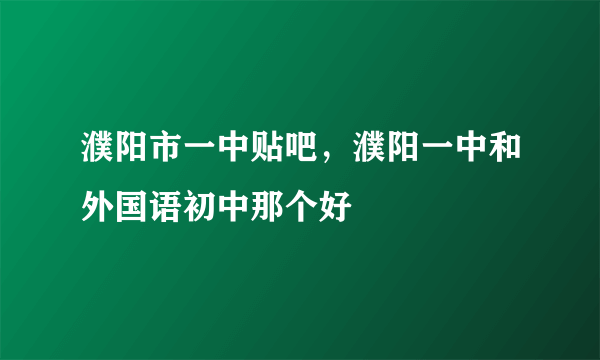 濮阳市一中贴吧，濮阳一中和外国语初中那个好