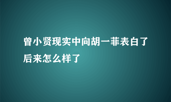 曾小贤现实中向胡一菲表白了后来怎么样了