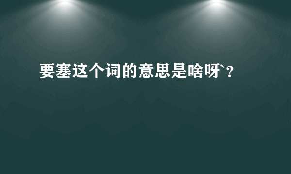 要塞这个词的意思是啥呀`？