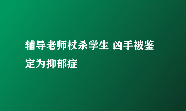 辅导老师杖杀学生 凶手被鉴定为抑郁症