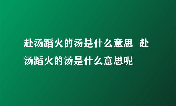 赴汤蹈火的汤是什么意思  赴汤蹈火的汤是什么意思呢