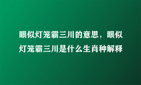 眼似灯笼霸三川的意思，眼似灯笼霸三川是什么生肖种解释