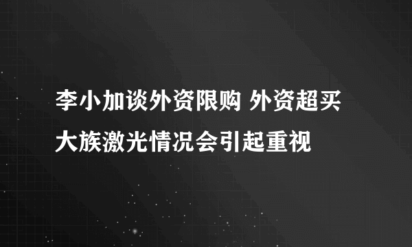 李小加谈外资限购 外资超买大族激光情况会引起重视