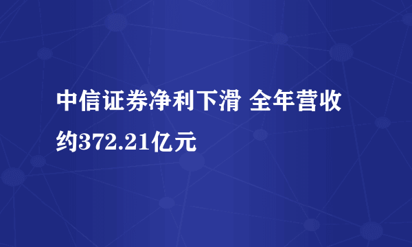 中信证券净利下滑 全年营收约372.21亿元