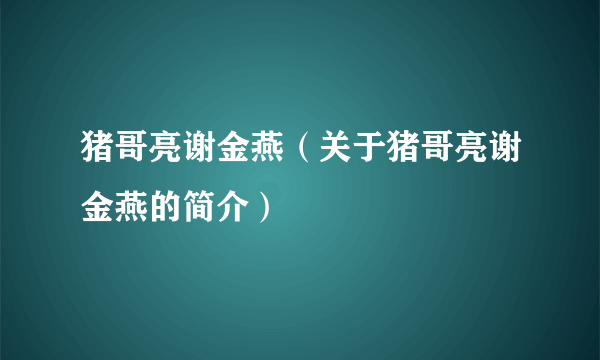 猪哥亮谢金燕（关于猪哥亮谢金燕的简介）