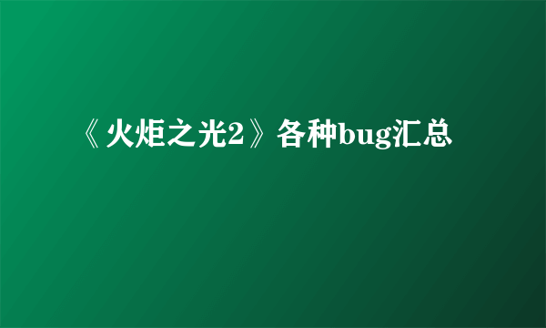 《火炬之光2》各种bug汇总