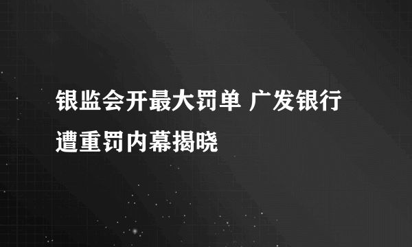 银监会开最大罚单 广发银行遭重罚内幕揭晓