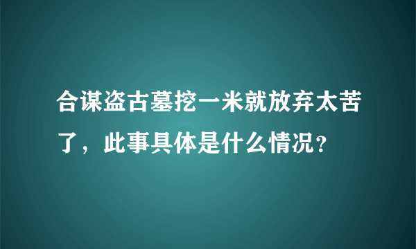 合谋盗古墓挖一米就放弃太苦了，此事具体是什么情况？