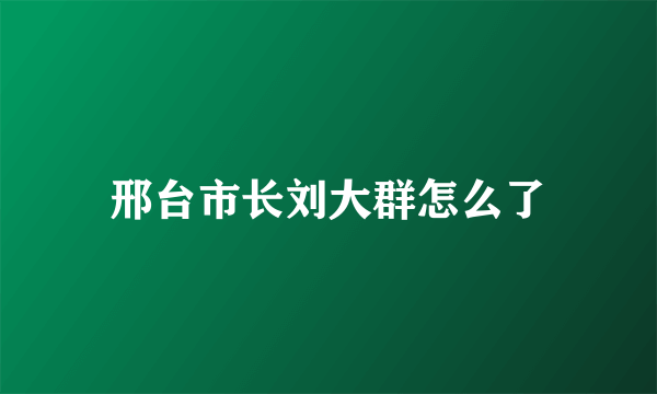 邢台市长刘大群怎么了