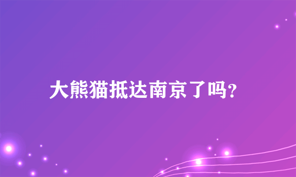 大熊猫抵达南京了吗？