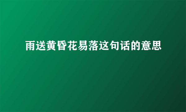 雨送黄昏花易落这句话的意思