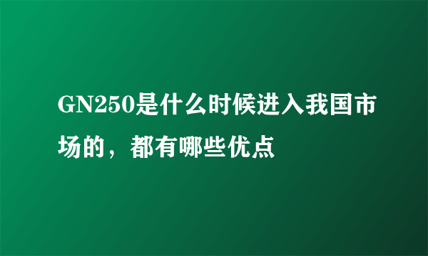 GN250是什么时候进入我国市场的，都有哪些优点