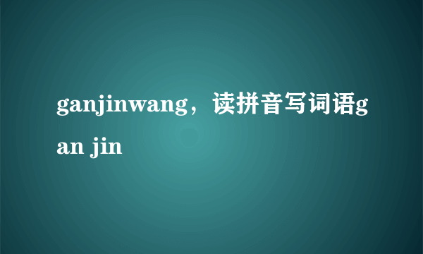 ganjinwang，读拼音写词语gan jin