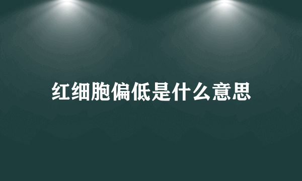 红细胞偏低是什么意思