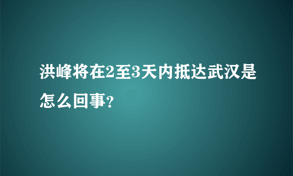 洪峰将在2至3天内抵达武汉是怎么回事？