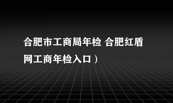 合肥市工商局年检 合肥红盾网工商年检入口）