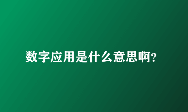 数字应用是什么意思啊？