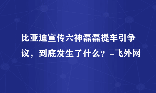 比亚迪宣传六神磊磊提车引争议，到底发生了什么？-飞外网