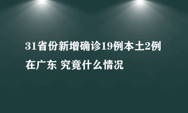 31省份新增确诊19例本土2例在广东 究竟什么情况