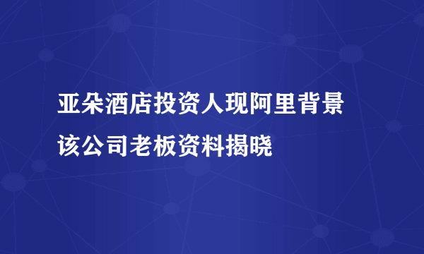 亚朵酒店投资人现阿里背景 该公司老板资料揭晓