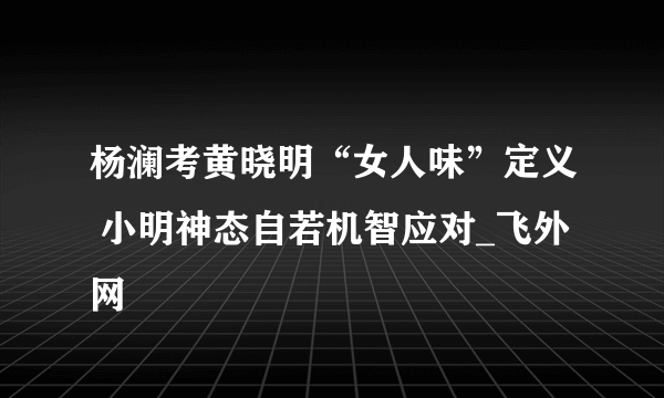 杨澜考黄晓明“女人味”定义 小明神态自若机智应对_飞外网