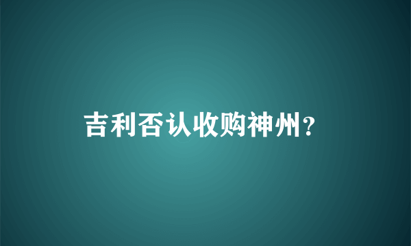 吉利否认收购神州？