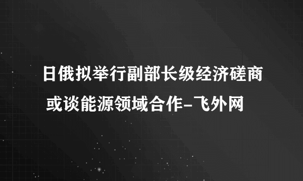 日俄拟举行副部长级经济磋商 或谈能源领域合作-飞外网