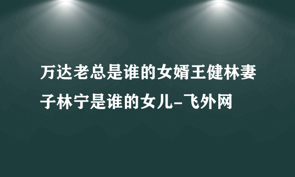 万达老总是谁的女婿王健林妻子林宁是谁的女儿-飞外网