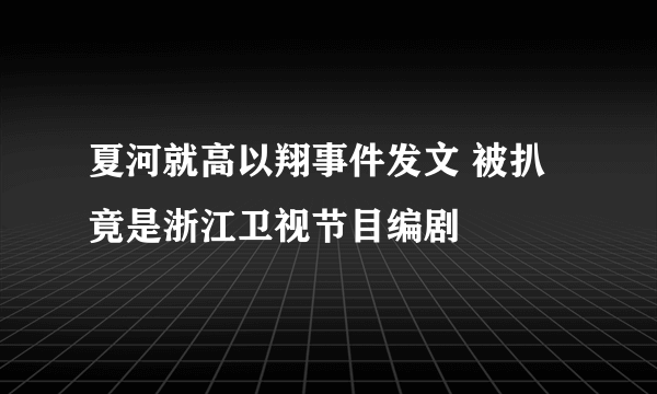 夏河就高以翔事件发文 被扒竟是浙江卫视节目编剧