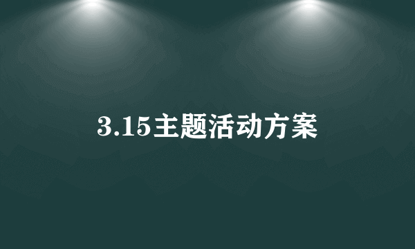 3.15主题活动方案