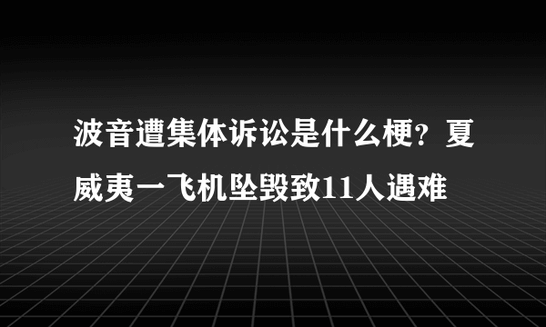 波音遭集体诉讼是什么梗？夏威夷一飞机坠毁致11人遇难