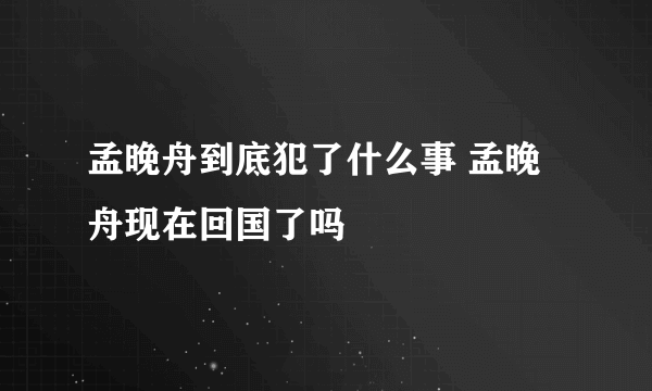 孟晚舟到底犯了什么事 孟晚舟现在回国了吗