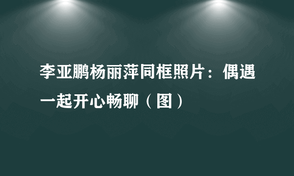 李亚鹏杨丽萍同框照片：偶遇一起开心畅聊（图）