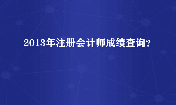 2013年注册会计师成绩查询？