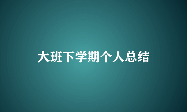 大班下学期个人总结