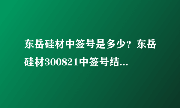 东岳硅材中签号是多少？东岳硅材300821中签号结果一览表-飞外网