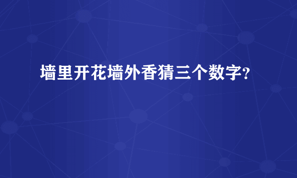 墙里开花墙外香猜三个数字？