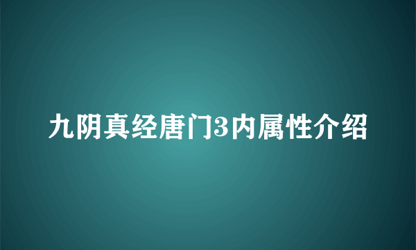 九阴真经唐门3内属性介绍