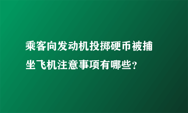 乘客向发动机投掷硬币被捕 坐飞机注意事项有哪些？