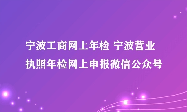 宁波工商网上年检 宁波营业执照年检网上申报微信公众号